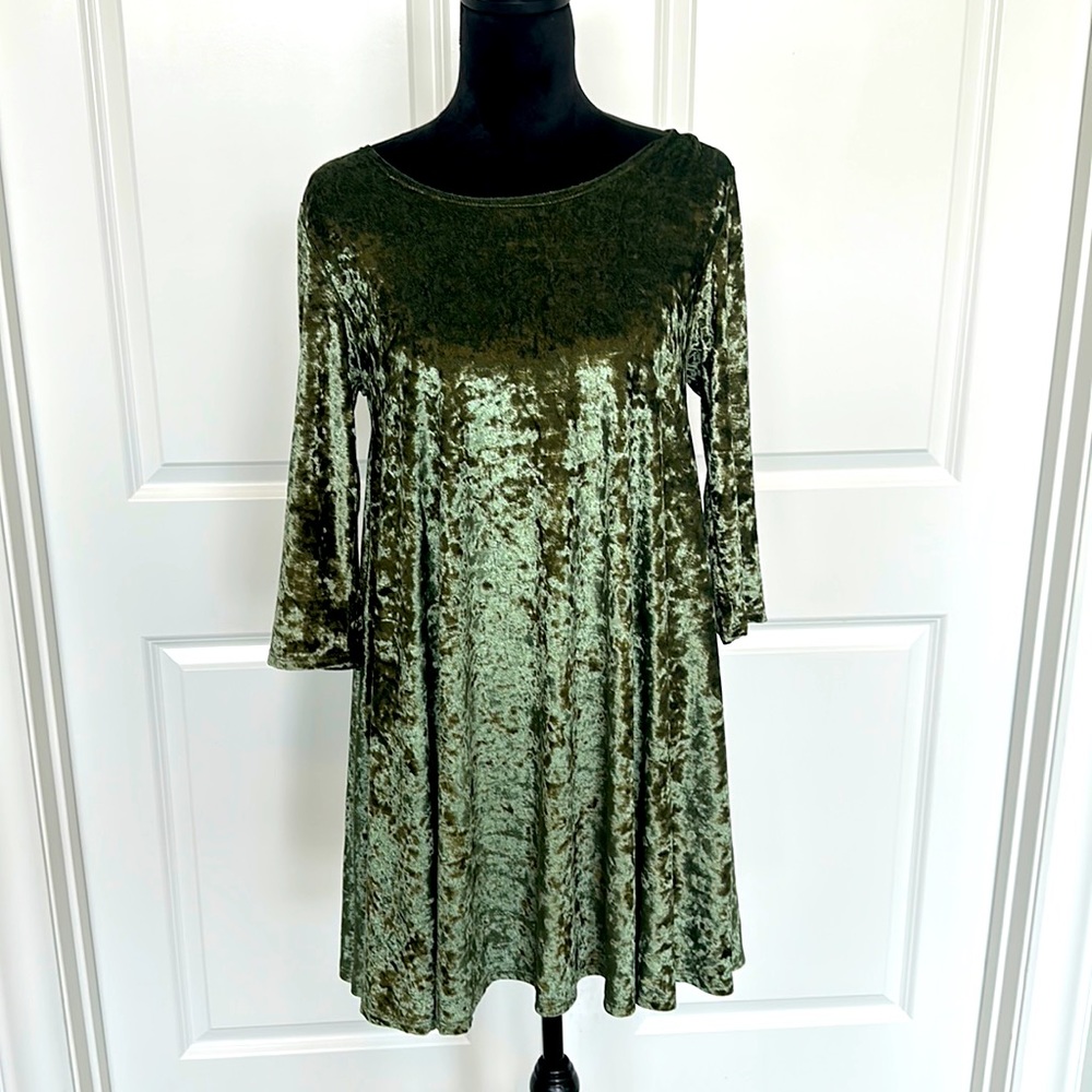 Roller Coaster Green Crush Velvet Flowing Drape Top or Dress